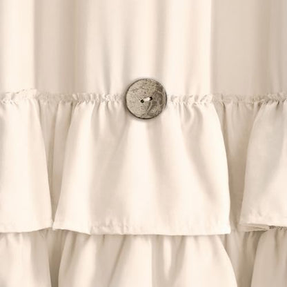 Ruffle Farmhouse Shower Curtain, Cream Vintage Shower Curtains for Bathroom Fabric Cute Rustic Cloth, 72" W X 78" L Inch