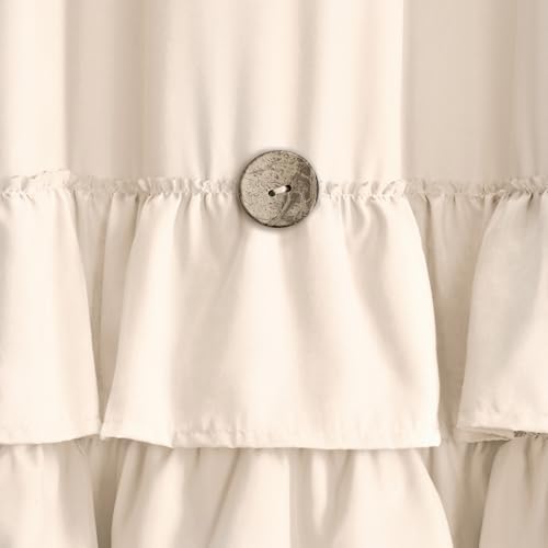 Ruffle Farmhouse Shower Curtain, Cream Vintage Shower Curtains for Bathroom Fabric Cute Rustic Cloth, 72" W X 72" L Inch