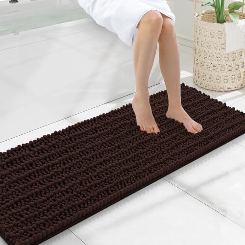 Smiry Bathroom Rugs 47X17, Extra Soft Rubber Backing Chenille Bath Mats