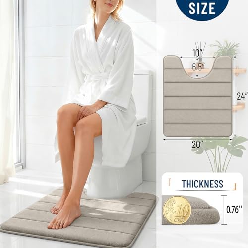 OLANLY Memory Foam Toilet Rugs U Shaped 24x20, Super Soft and Absorbent