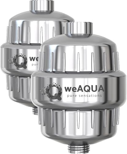 weAQUA Heavy Duty 2-PACK Shower Filter for Hard Water Chlorine Heavy Metals