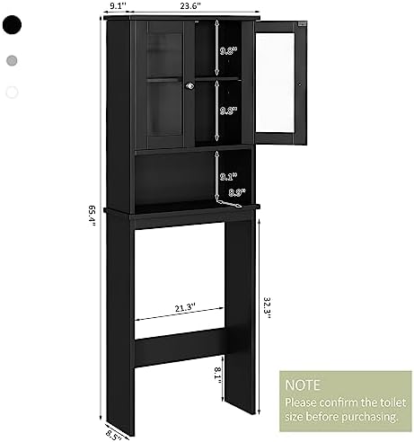 Over the Toilet Storage Cabinet, Bathroom Storage Cabinet, Black