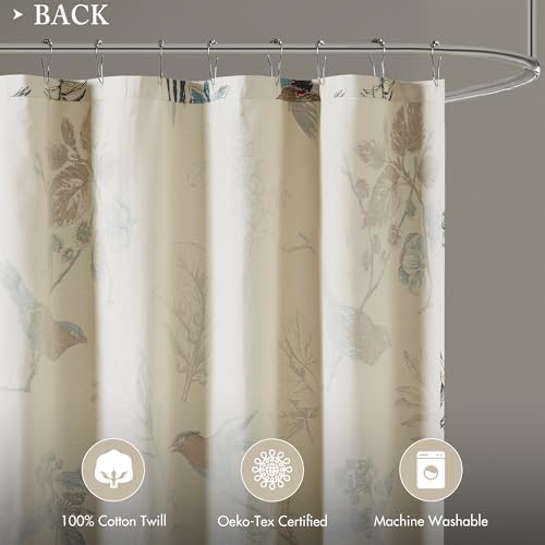 Madison Park Farmhouse Cotton Shower Curtain, 72"x72", Khaki