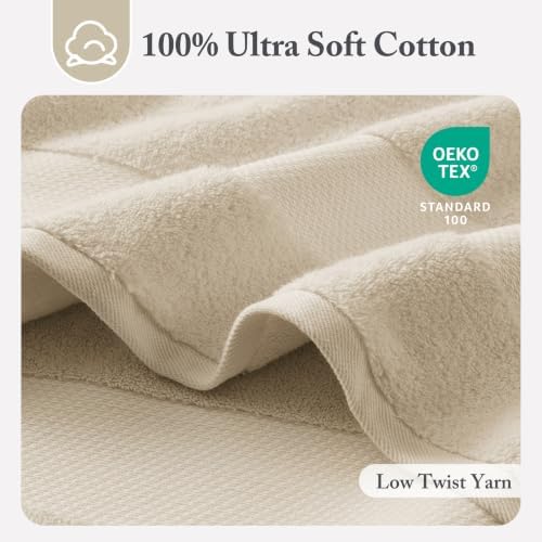 Madison Park 100% Turkish Cotton 600 GSM Bath Towel Set, 6 Piece, Sand