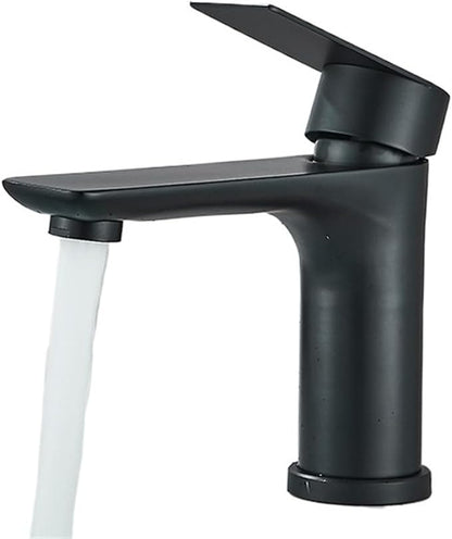 Faucet 304 Stainless Steel Hot and Cold Water Outlet Bathroom Sink Washbasin Faucet Tap﻿(Black) Faucet