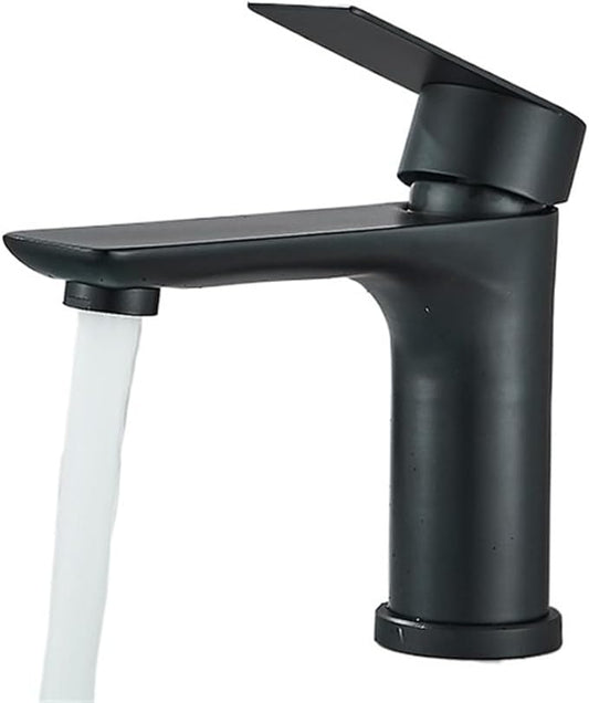 Faucet 304 Stainless Steel Hot and Cold Water Outlet Bathroom Sink Washbasin Faucet Tap﻿(Black) Faucet