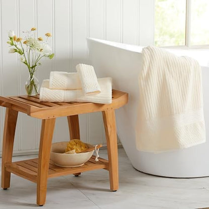 Springtree Home 100% Cotton Bath Towel Set | 4-Pack | Textured | Cream