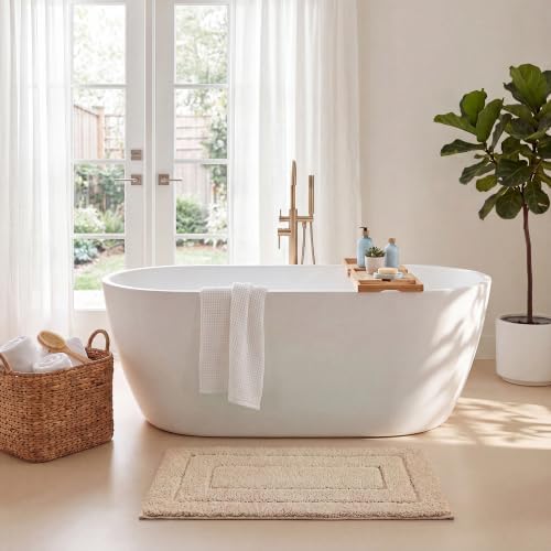 GRANNY SAYS Bathroom Rugs Non Slip, 20" x 32", Bath Rugs for Bathroom Washable, Bath Mats for Bath Floor, Microfiber Bath Mat for Tub, Absorbent Bath Rugs for Bath, Khaki