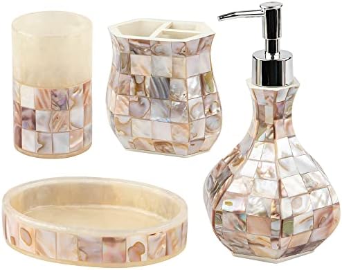 Milano Mother of Pearl 4 Piece Resin Bathroom Accessories Set