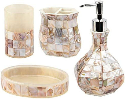 Milano Mother of Pearl 4 Piece Resin Bathroom Accessories Set