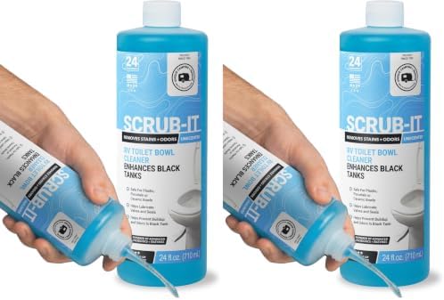 Unique Scrub-It RV Toilet Bowl Cleaner Liquid – RV Toilet Cleaner for Rimless RV Toilets, Squirt Top, Removes Stains & Odors (24 oz) Amazon Exclusive Packaging (Pack of 2)