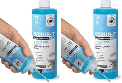 Unique Scrub-It RV Toilet Bowl Cleaner Liquid – RV Toilet Cleaner for Rimless RV Toilets, Squirt Top, Removes Stains & Odors (24 oz) Amazon Exclusive Packaging (Pack of 2)