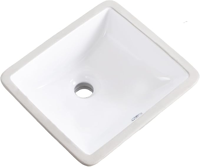 14 Inch Small Undermount Bathroom Sink White Ceramic Rectangular Under Counter Bathroom Sink for Cabinet Porcelain Vanity Sinks,Overflow Type (14.4"x12.7")