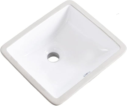 14 Inch Small Undermount Bathroom Sink White Ceramic Rectangular Under Counter Bathroom Sink for Cabinet Porcelain Vanity Sinks,Overflow Type (14.4"x12.7")