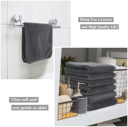 KinHwa Gray Hand Towels for Bathroom, Microfiber Face Towels, 11x20 Inch