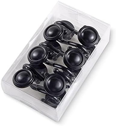 CHICTIE Black Shower Curtain Hooks Rings,Set of 12 Decorative Shower Hooks for Shower Curtain,Premium Rust Resistant Metal Shower Hangers Hooks for Bathroom Rods