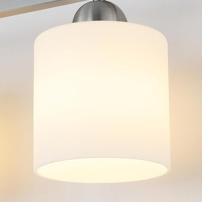 Mecgirn Stainless Steel Milk Glass Vanity Lights for Bathroom, 2 Light Brushed Nickel Bathroom Light Fixtures Over Mirror, Ceramic E26 Sockets Wall Mounted
