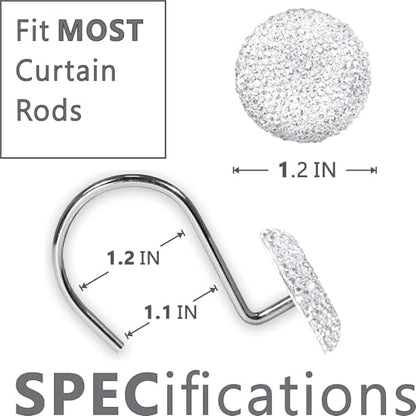 Clear Bling Shower Curtain Hooks: Christmas Bathroom Curtain Rings, 12Pcs