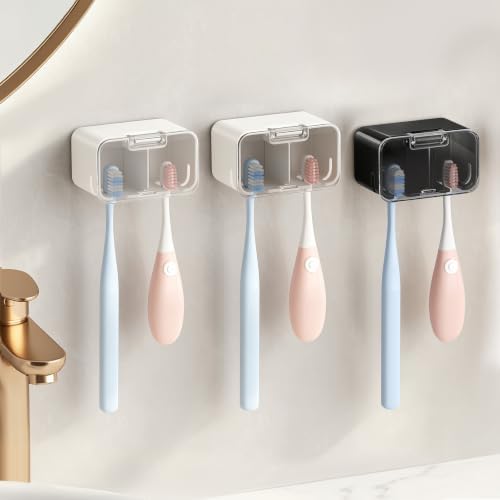 MOPMS Toothbrush Holders for Bathrooms with 2 Slot Independent Compartment