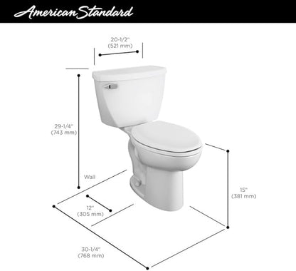 American Standard 2462016.020 Cadet Two-Piece Pressure Assist with 12-in Rough-In Toilet, Elongated Front, 1.6 GPF