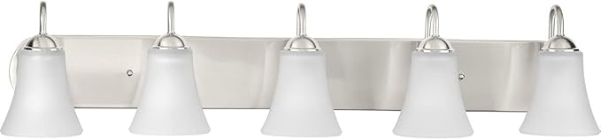 Progress Lighting Classic Collection 5-Light Etched Glass Traditional Bath Vanity Light Brushed Nickel