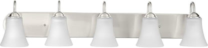 Progress Lighting Classic Collection 5-Light Etched Glass Traditional Bath Vanity Light Brushed Nickel