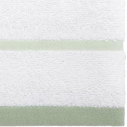 IZOD – Washcloths, Plush Ringspun Cotton Blend Towels with Absorbent Terry & Durable Hem, Striped Bathroom Towels, Set of 4 (Sandbar Green)