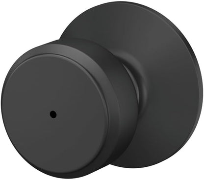 Schlage F40 BWE 622 Bowery Door Knob, Bed & Bath Privacy Lock, Matte Black