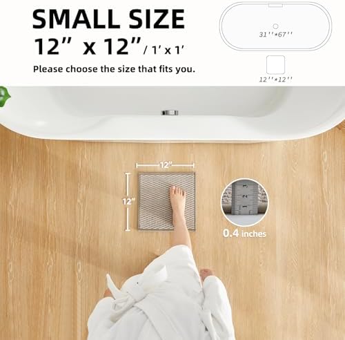 TYUU Small Bathroom Rugs, Non Slip Washable Bath Rugs Super Absorbent Bathroom Rug Thin Quick Dry Low Pile Bath Mats, Beige 12"x12"