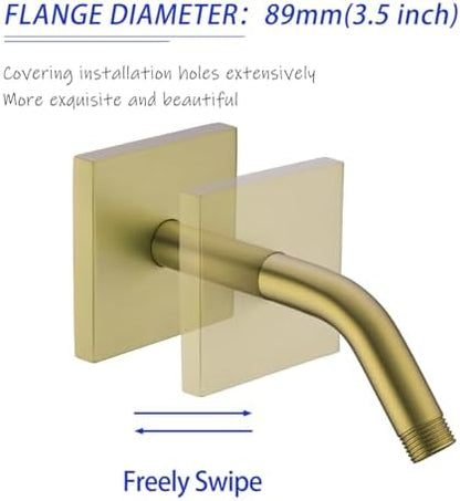 Stainless Steel Shower Arm Wall Mounted Shower Head Extension Pipe Bathroom Accessories 6 Inch Brushed Gold,SW-91018-6BG-SQ.