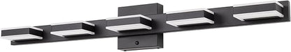 mirrea 32" 5 Light 3CCT LED Black Bathroom Vanity Light Fixture | Over Mirror,Bathroom Lighting,3000K/4000K/5000K ,Dimmable,Rust-resistant,Moisture-resistant,Acrylic shade,Wall Mount