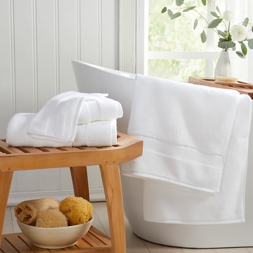 Springtree Home Luxury Bamboo Rayon Plush Bath Towel Set | 4-Pack | White