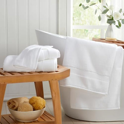 Springtree Home Luxury Bamboo Rayon Plush Bath Towel Set | 4-Pack | White