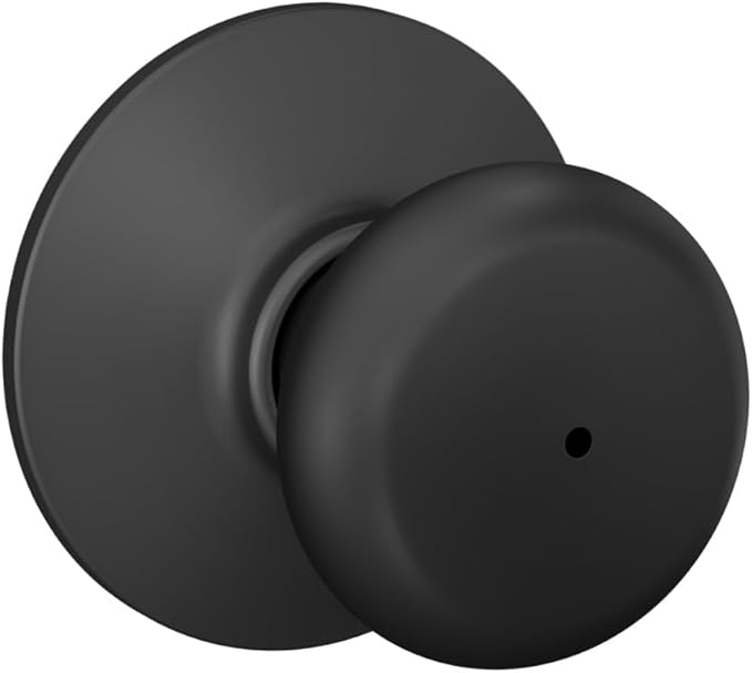 Schlage F40 PLY 622 Plymouth Door Knob, Bed & Bath Privacy Lock, Matte Black