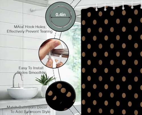 Polka Dot Shower Curtain Bathroom Decor with Hooks,67" Wx70 H