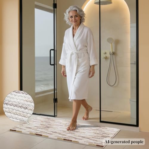 BSICPRO Bathroom Rugs Sets 2 Piece, Modern Bath Mat 20"x47"+20"x32", Beige
