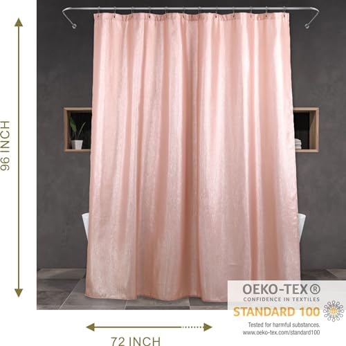 Blush Pink Glitter Shower Curtain: Waterproof Washable Quick Dry, 96Lx72W