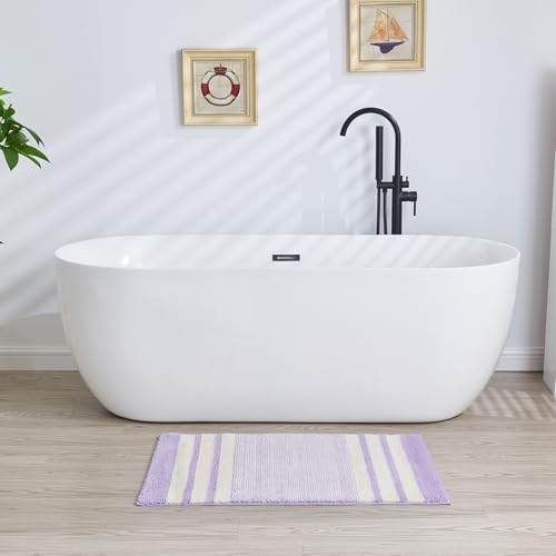 CozeCube Purple Striped 32"x20" Non Slip Washable Bath Mat