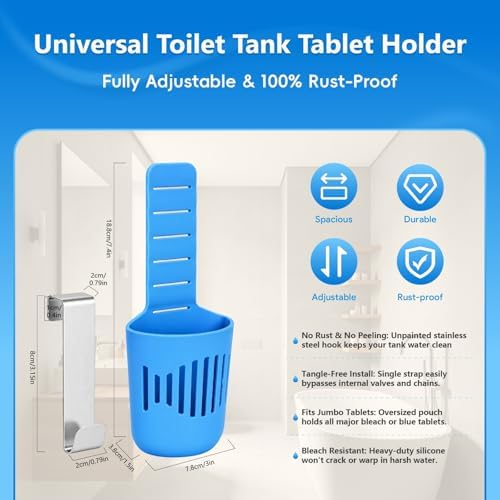 Toilet Tank Tablet Holder, Silicone Basket for Standard Toilet Tanks
