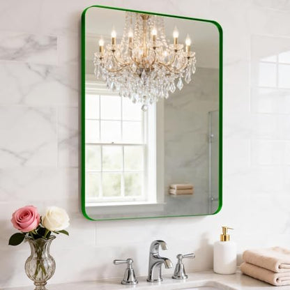 24" x 28" Green Bathroom Mirrors for Over Sink,Aluminum Frame