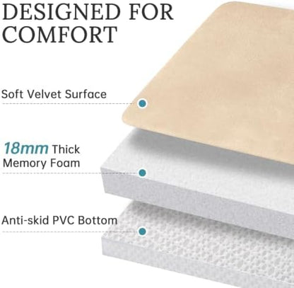 HUXMEYSON 3-Piece Memory Foam Bathroom Rug Set, Light Coffee