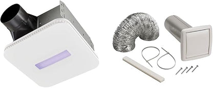 Broan-NuTone AR110LKVV SurfaceShield Vital Vio Powered Exhaust Vent LED White Light & Violet Light, 110 CFM, White & Available NuTone WVK2A Flexible Wall Ducting Kit for Ventilation Fans, 4-Inch