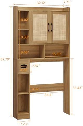 Vabches Over The Toilet Storage Cabinet with 2 Barn Doors, Oak
