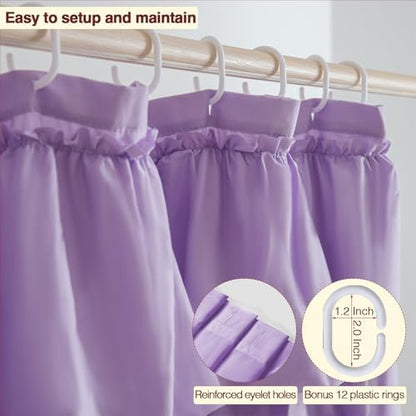 Purple Ruffle Shower Curtain for Bathroom, 36 x 72 inch, 1 Panel