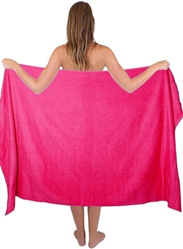 Belizzi Home Premium Cotton Oversized 2 Pack Bath Sheet 35x70-100% Pure Cotton - Ideal for Everyday use - Ultra Soft & Highly Absorbent - Machine Washable - Hot Pink