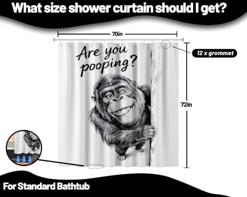 Funny Monkey Shower Curtain Wildlife Animal, 70x72 Inchs