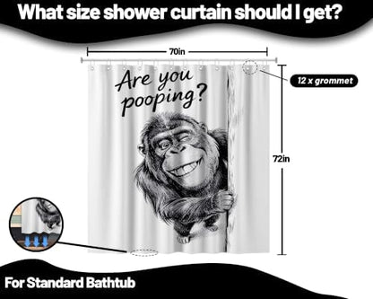 Funny Monkey Shower Curtain Wildlife Animal, 70x72 Inchs