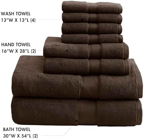 Madison Park 800GSM 100% Cotton Bathroom Bath Towel Set of 8, Brown