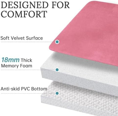 HUXMEYSON 3-Piece Memory Foam Bathroom Rug Set, Pink