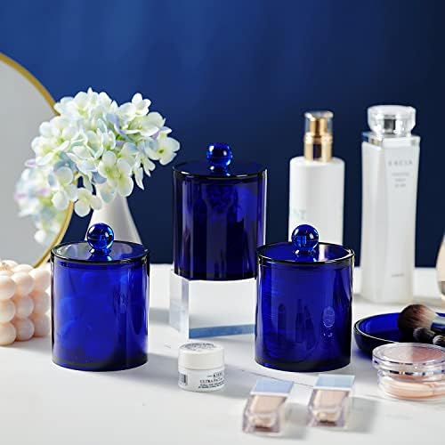SheeChung 6 Pack Qtip Holder, Blue Acrylic Apothecary Jars for Bathroom